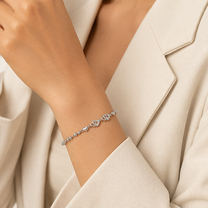 Silver Heart Link Bracelet
