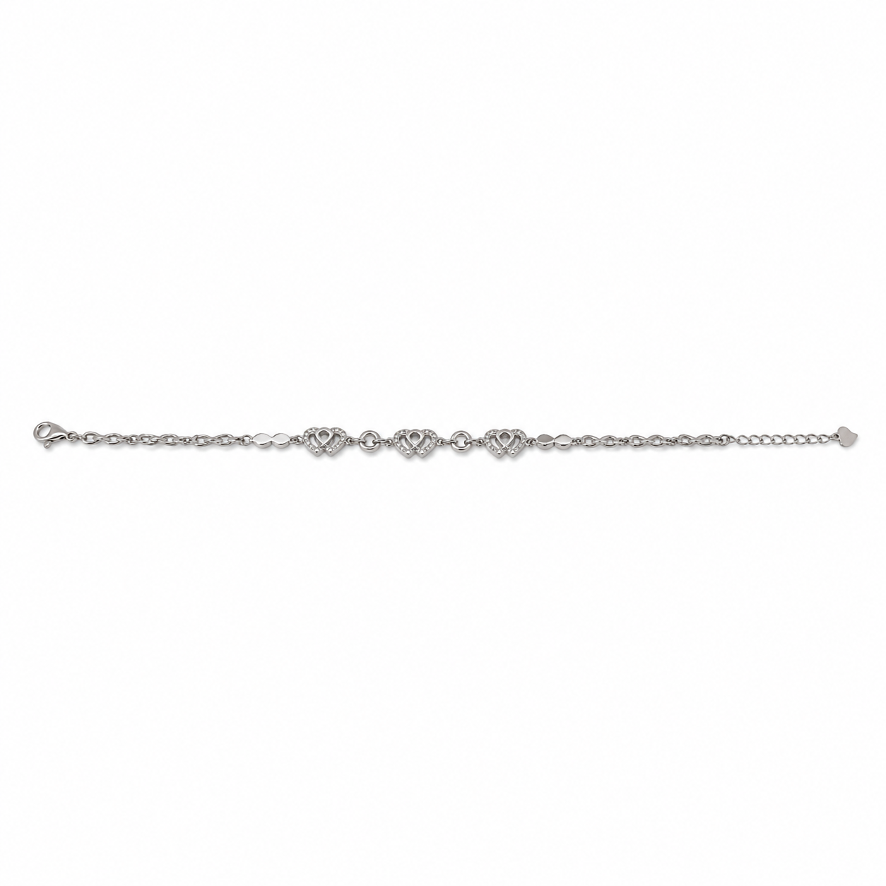 Silver Heart Station Chain Bracelet