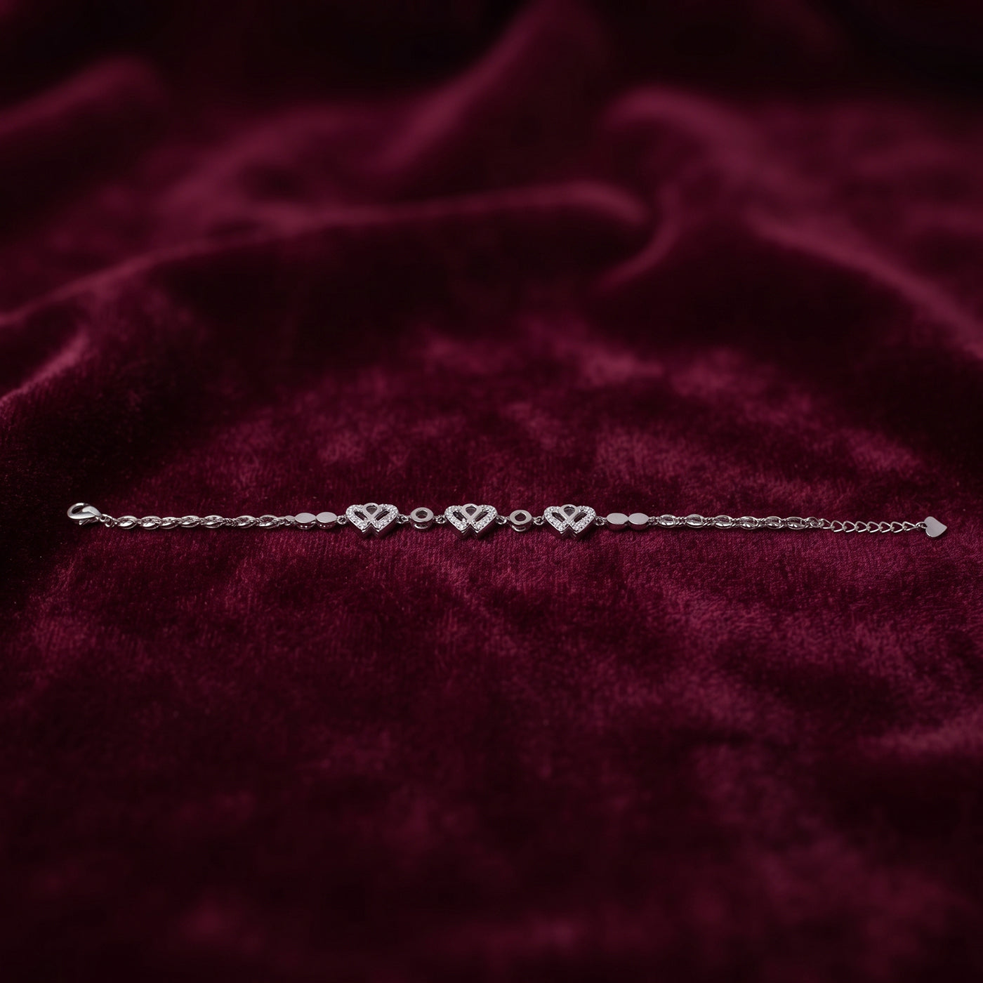 Silver Heart Station Chain Bracelet