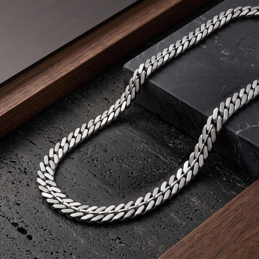 Silver Iced Pave Cuban Link Chain