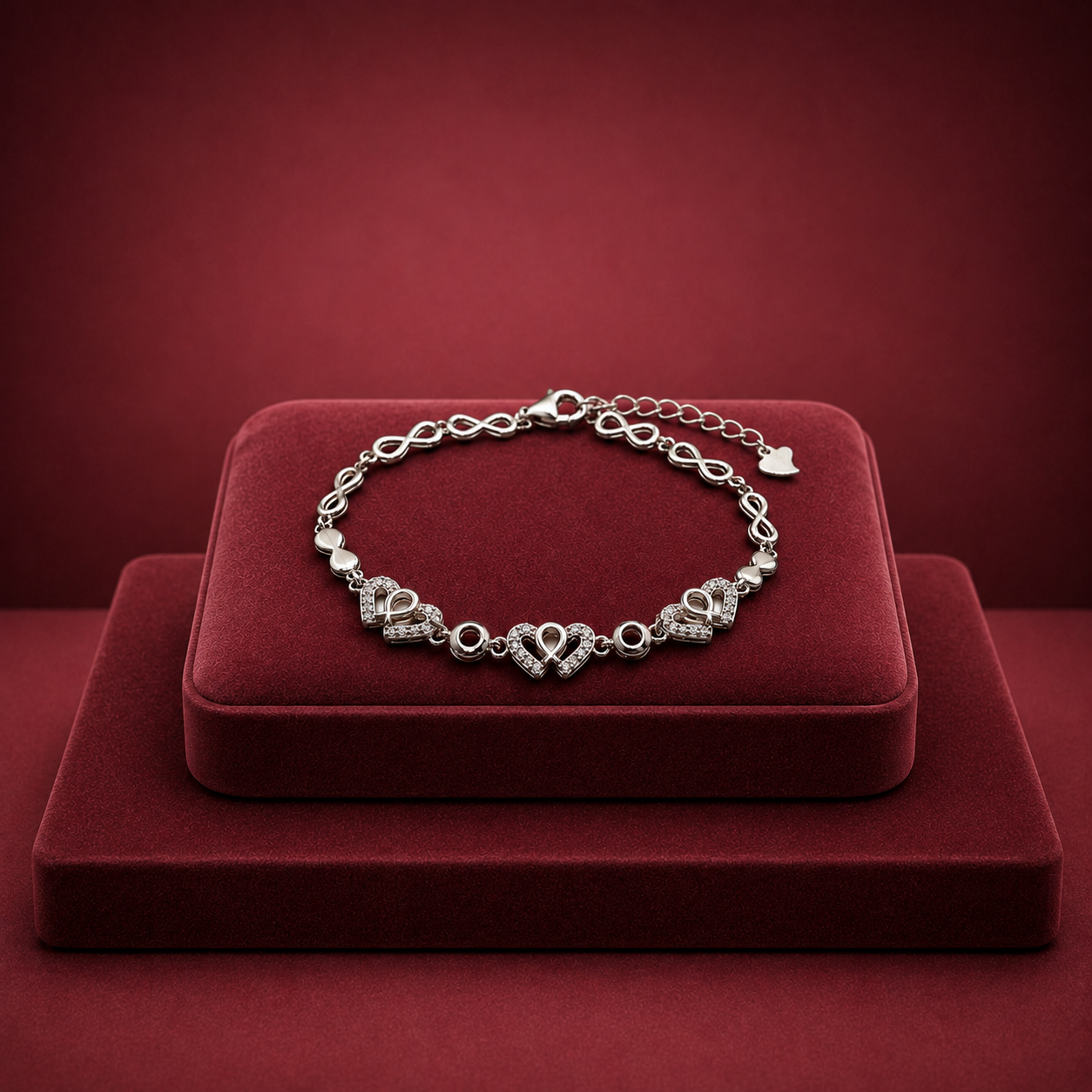 Silver Infinity Heart Link Bracelet