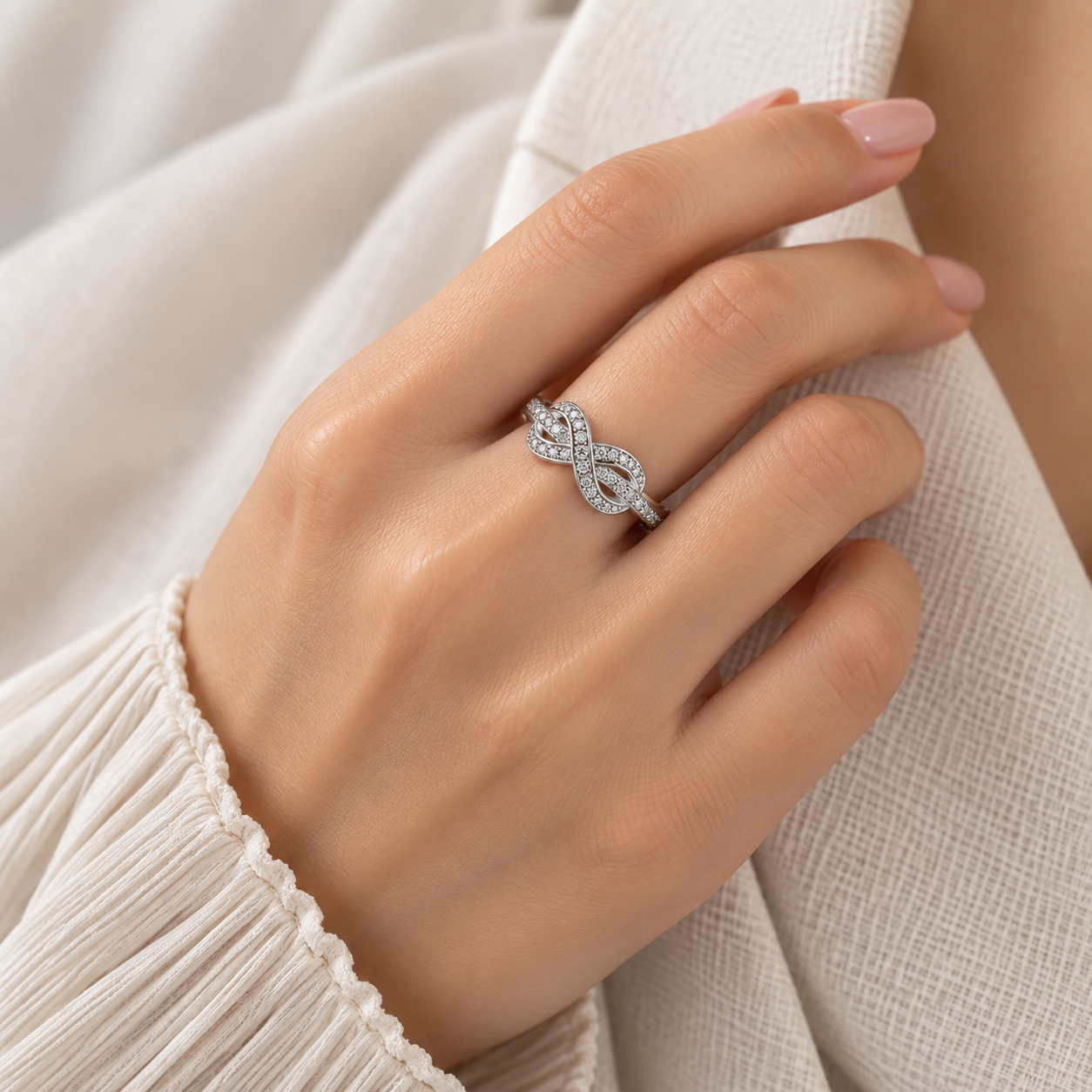 Silver Layered Crossover Bow Ring