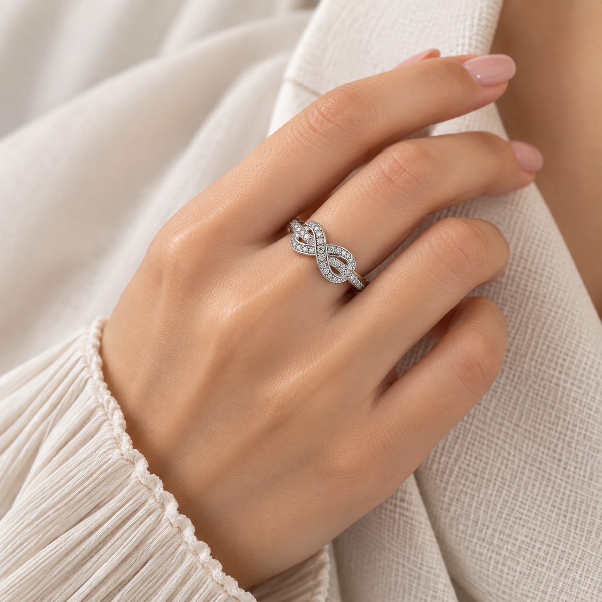 Silver Layered Crossover Bow Ring