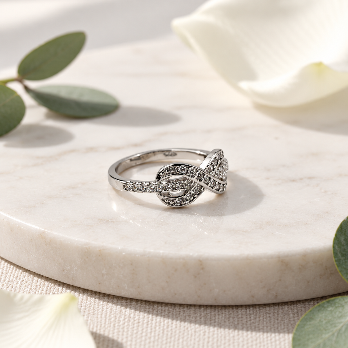 Silver Layered Crossover Bow Ring