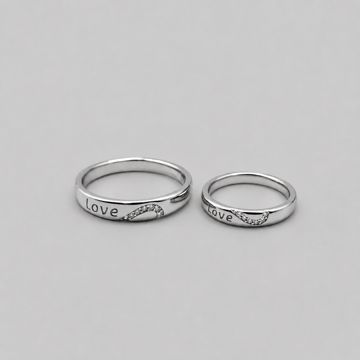 Silver Love Pave Wave Couple Band Ring
