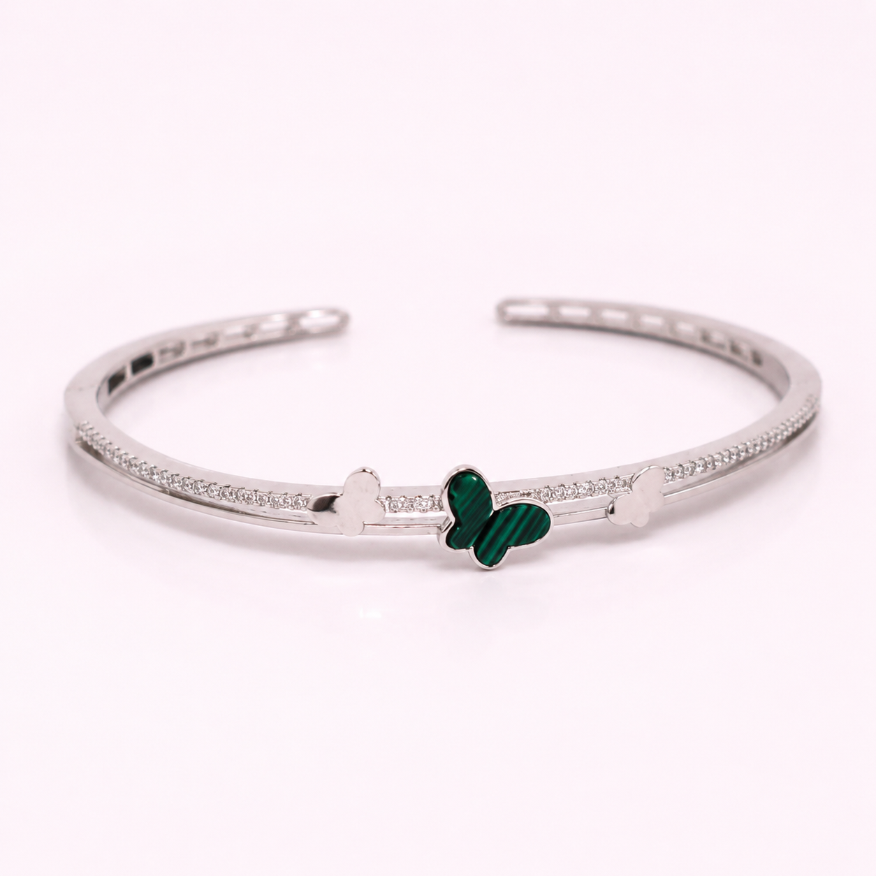 Silver Malachite Butterfly Cuff Bracelet