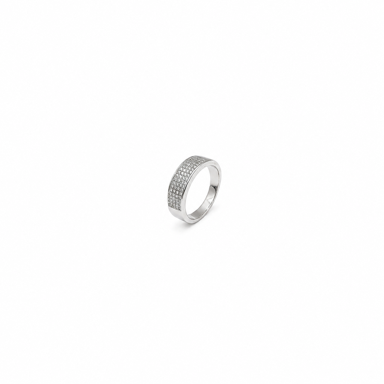 Silver Micro Pave Wide Mens Band Ring