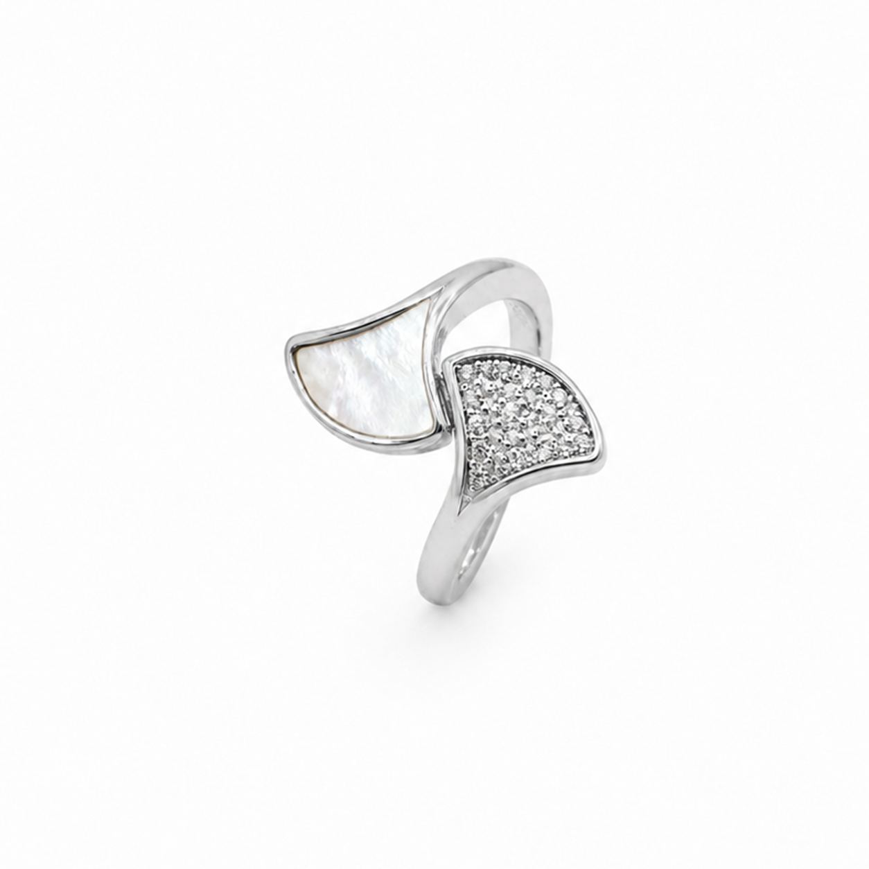 Silver Mother of Pearl Fan Ring