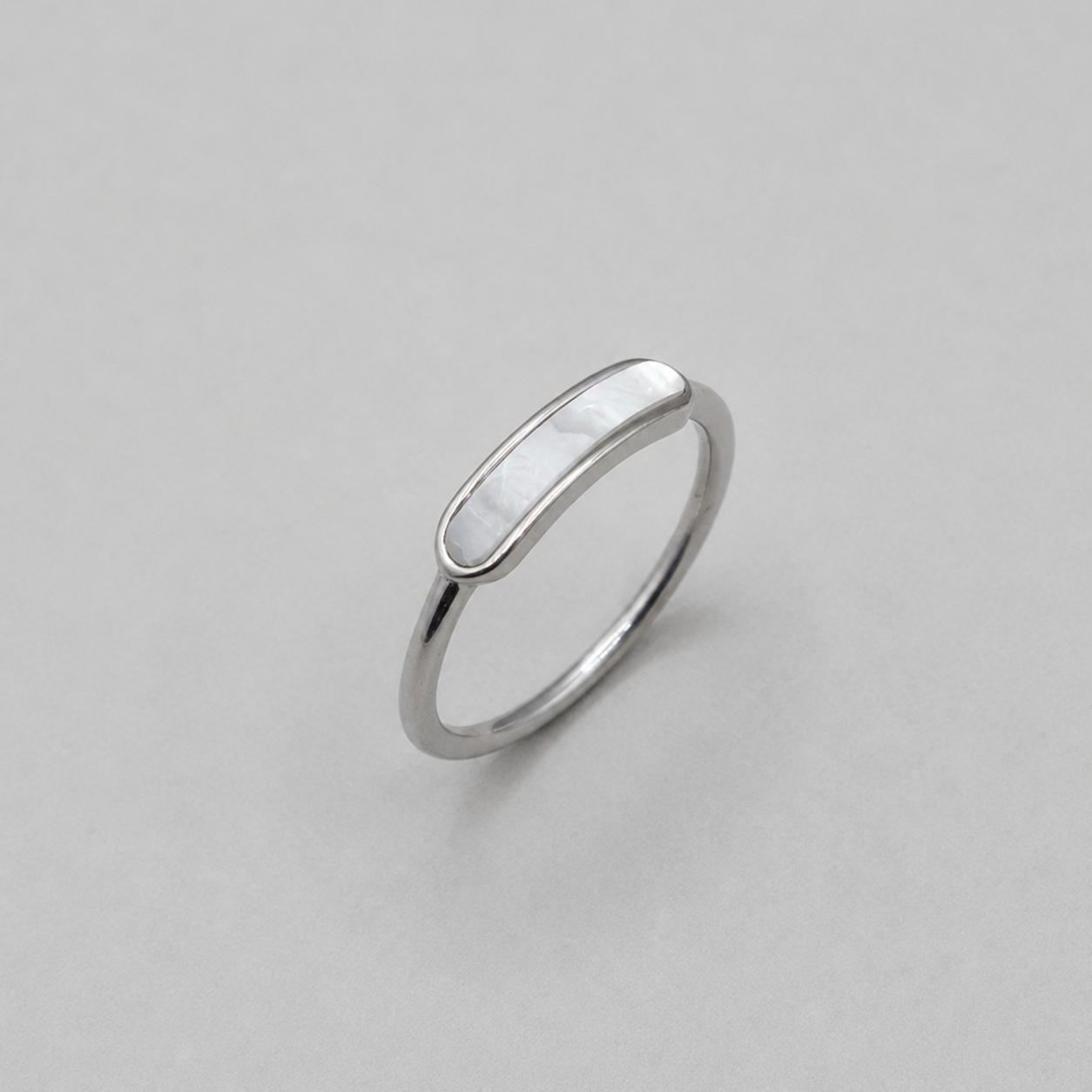 Silver Mother of Pearl Slim Bar Ring