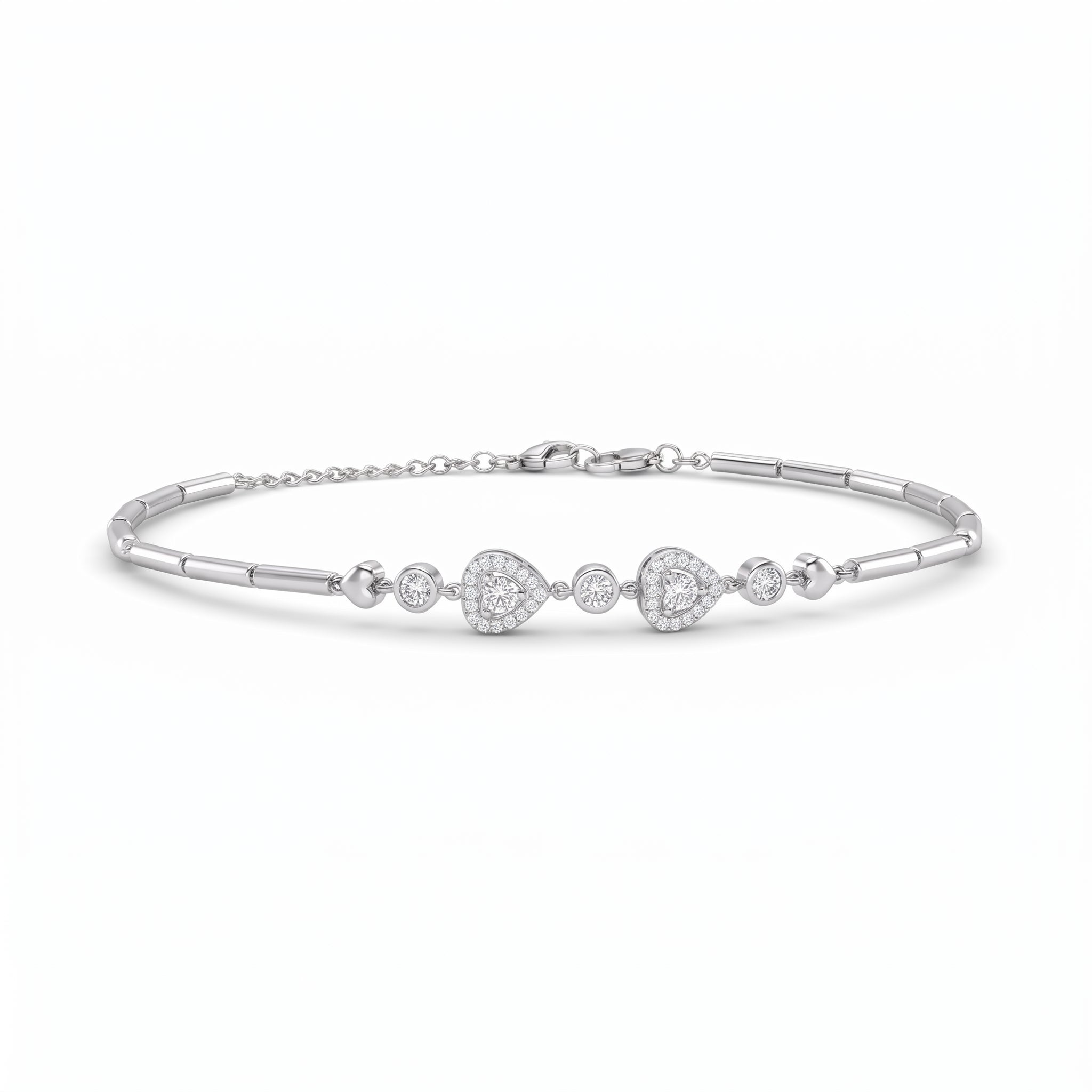 Silver Pave Heart Bar Bracelet