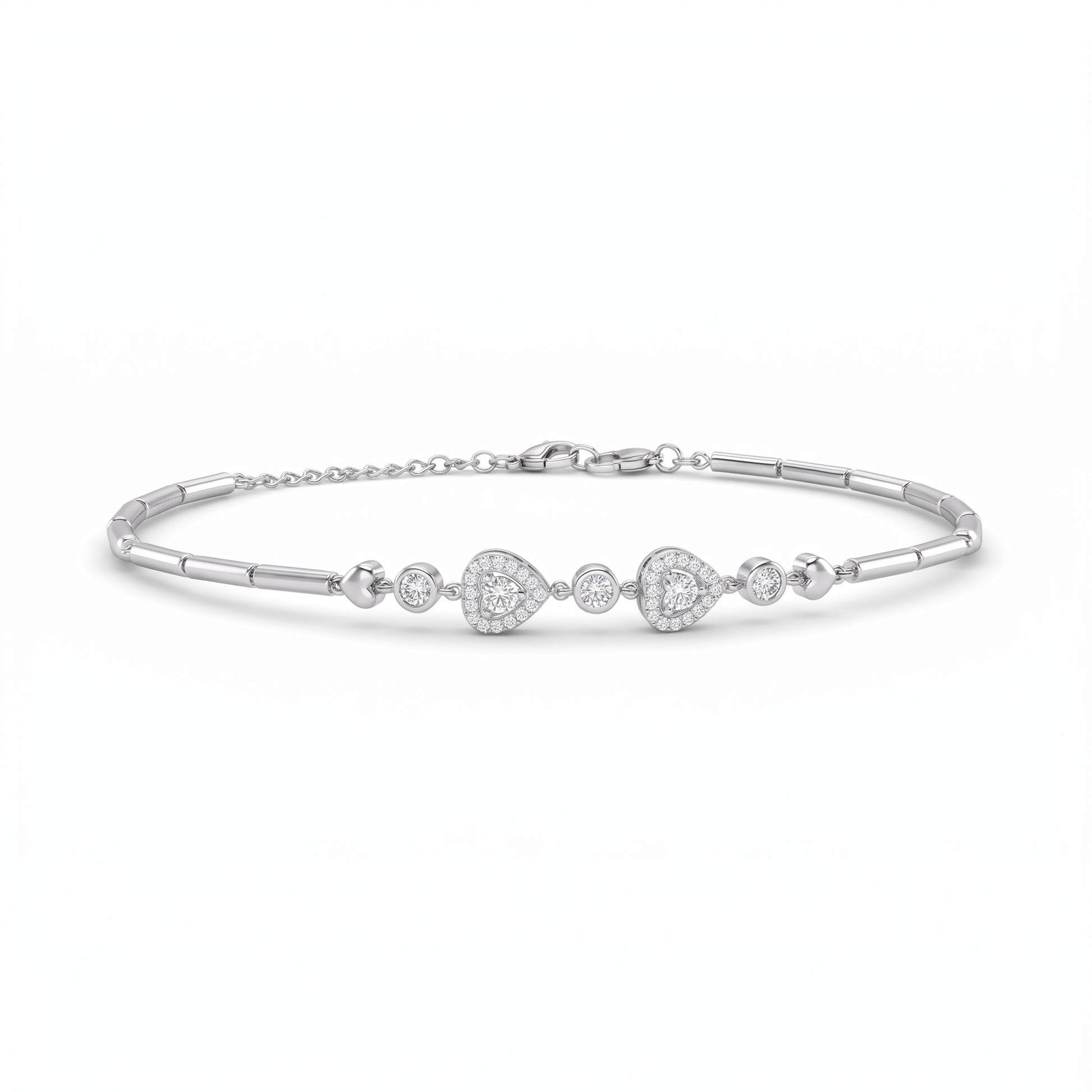 Silver Pave Heart Bar Bracelet