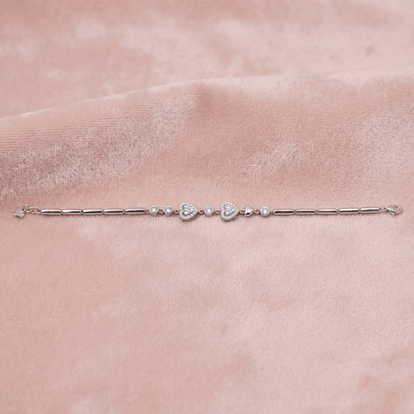 Silver Pave Heart Bar Bracelet