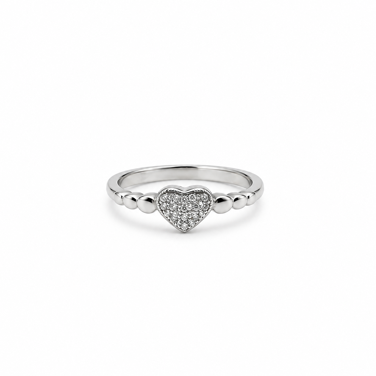 Silver Pave Heart Ring