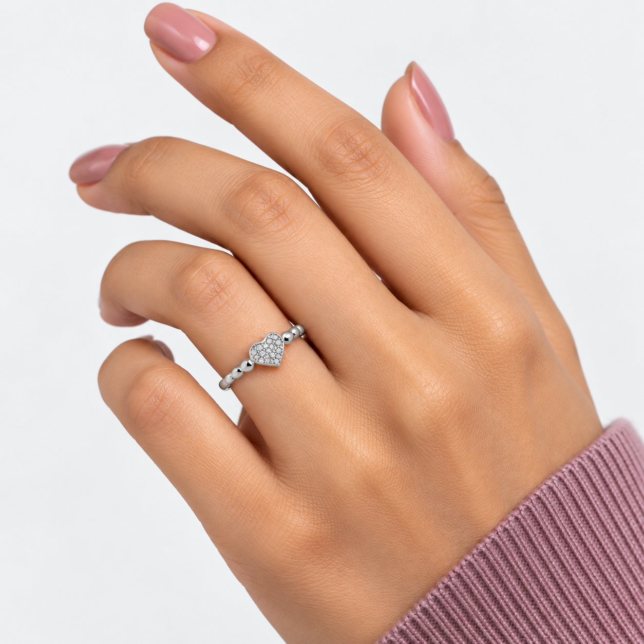 Silver Pave Heart Ring