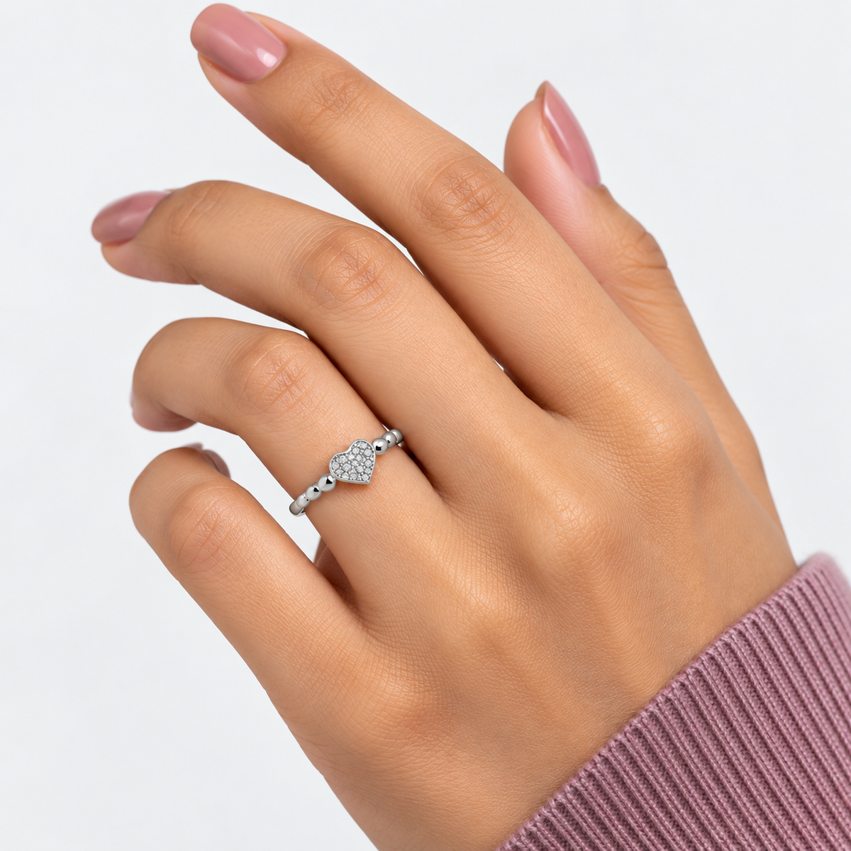 Silver Pave Heart Ring
