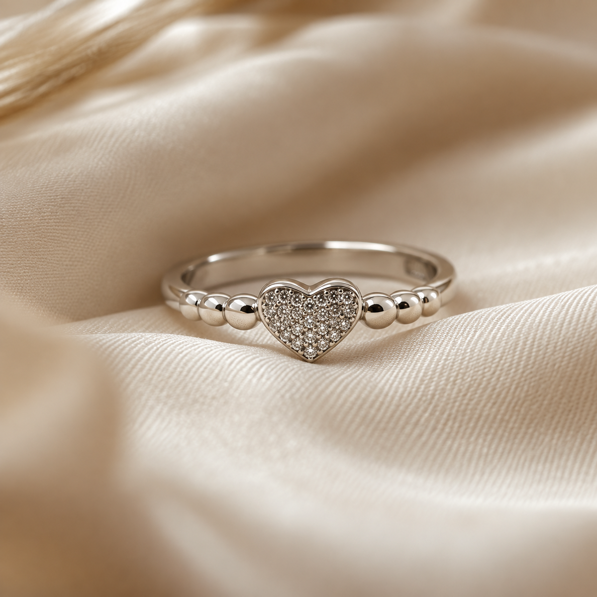 Silver Pave Heart Ring