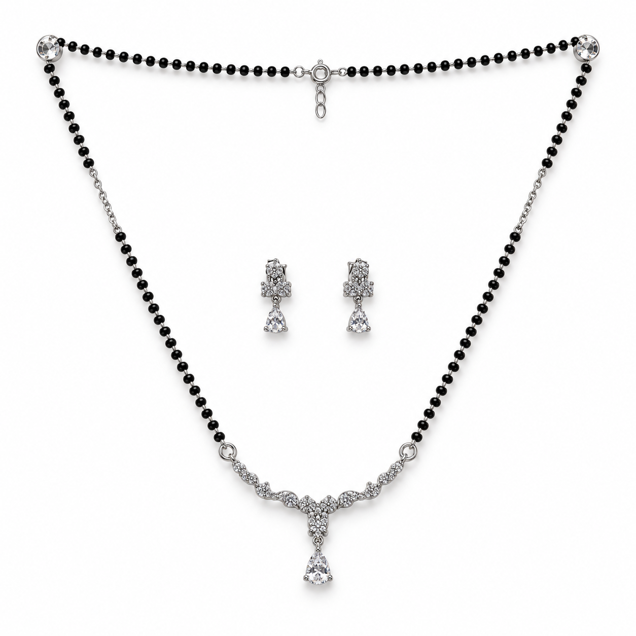 Silver Pear Drop Vine Mangalsutra Set