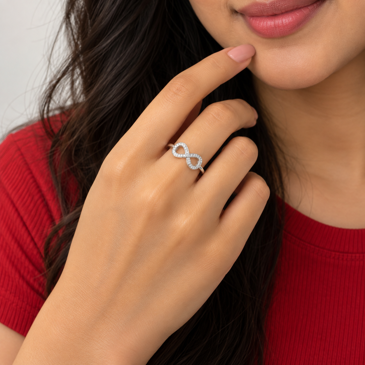 Silver Petite Pave Infinity Ring