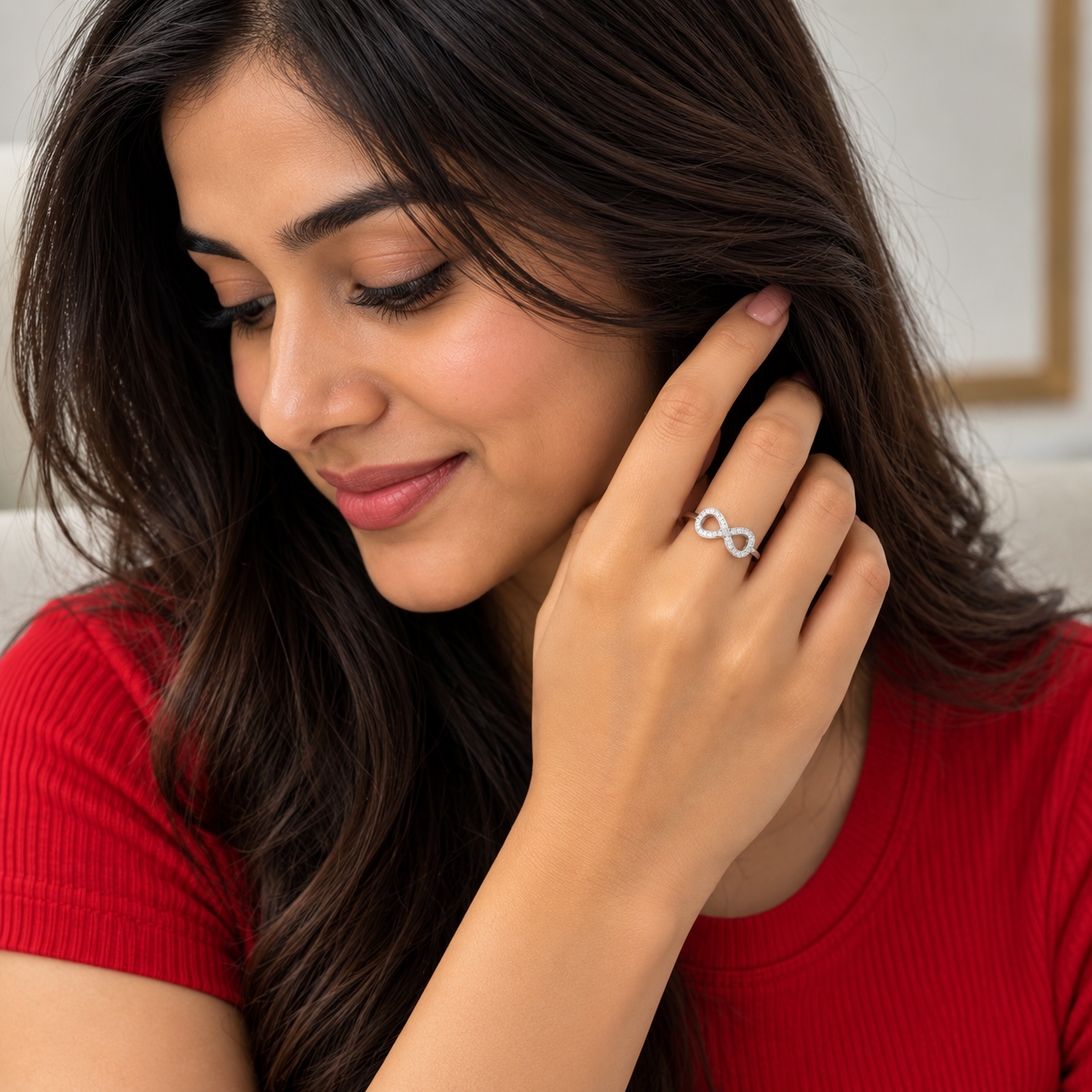 Silver Petite Pave Infinity Ring