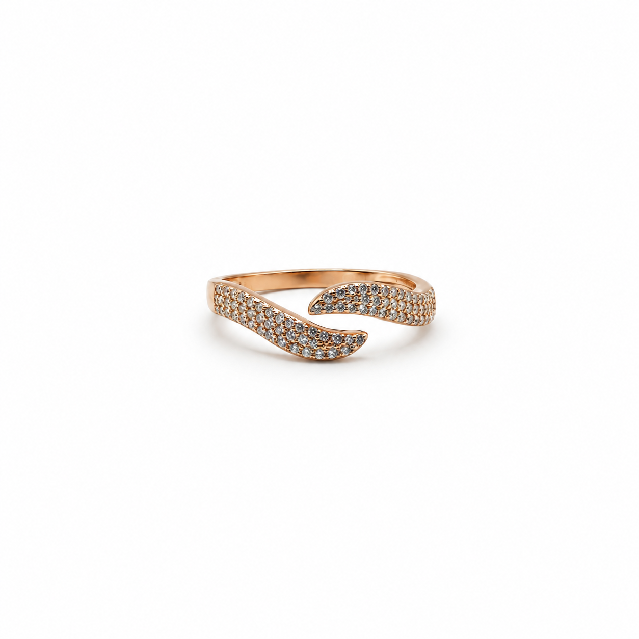 Silver Rose Gold Pave Bypass Band Ring