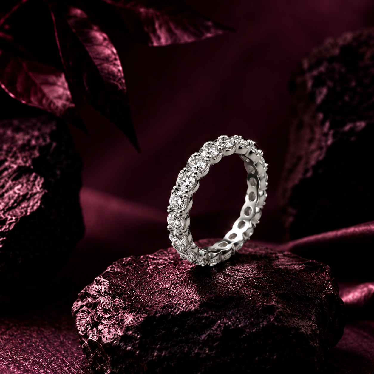 Silver Round Cut Full Eternity Ring