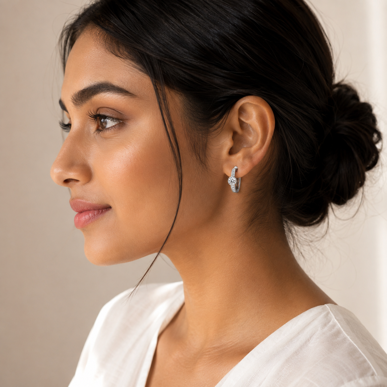 Silver Round CZ Pave Huggie Earrings_03