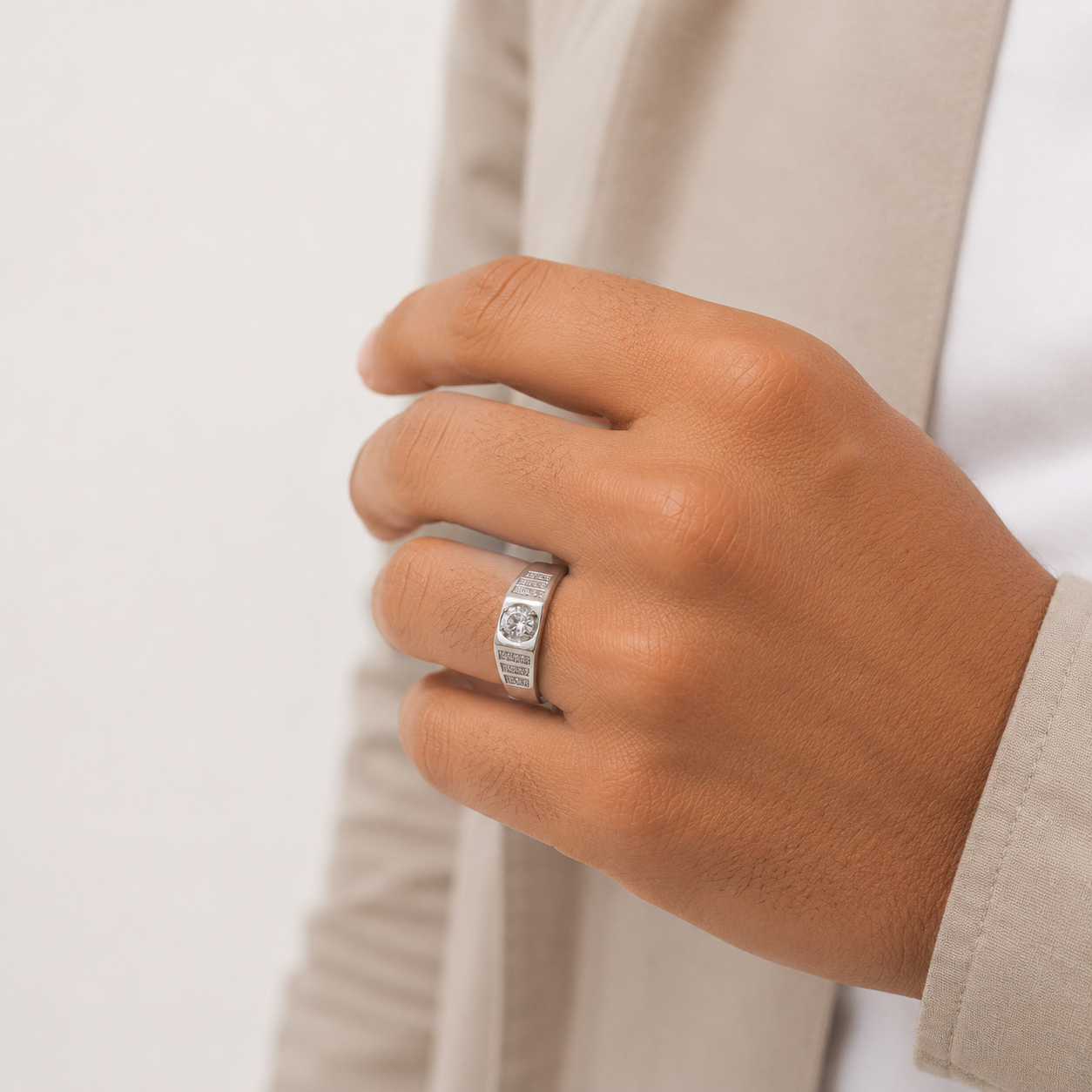 925 sterling silver pave shoulder ring for men