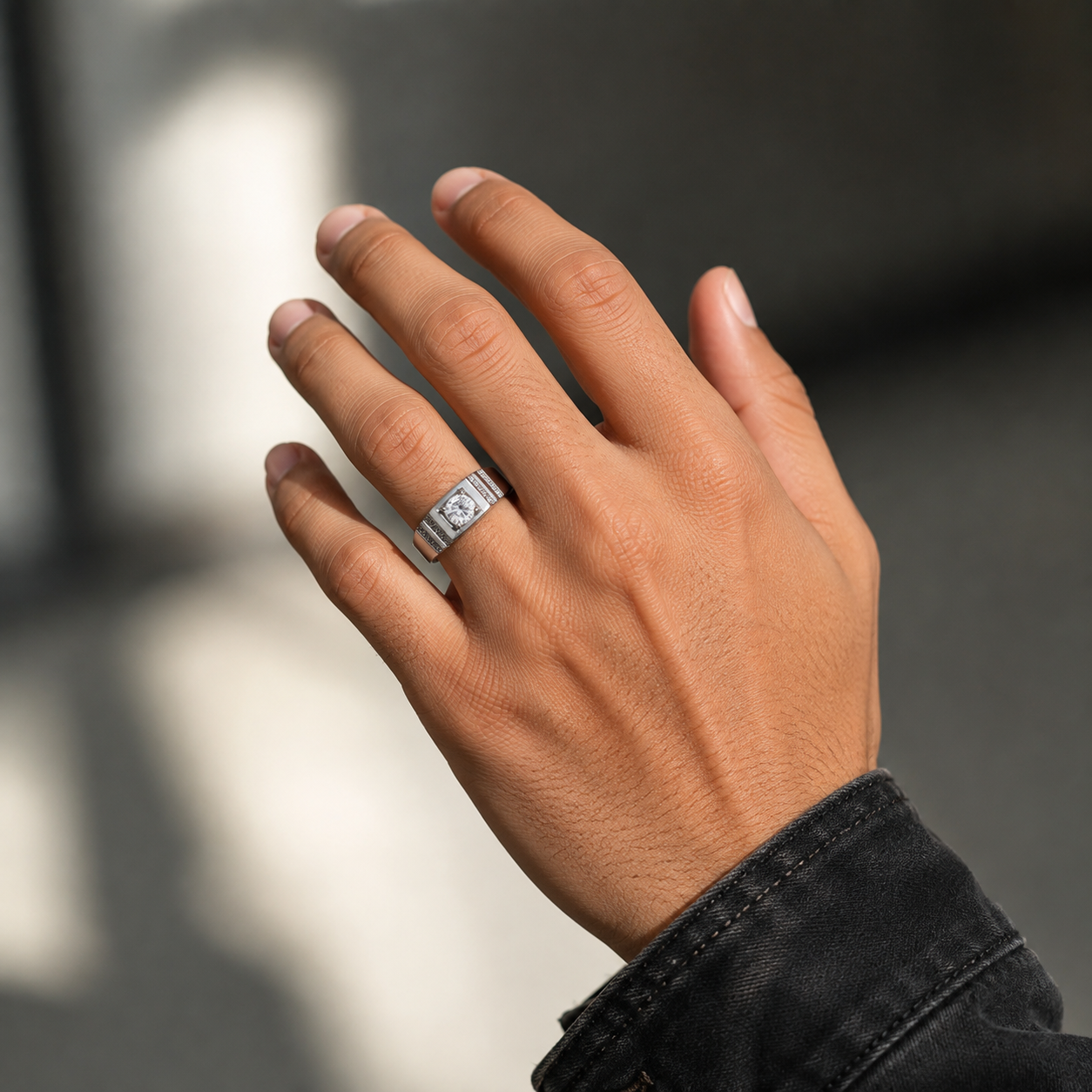 925 sterling silver square top ring for men