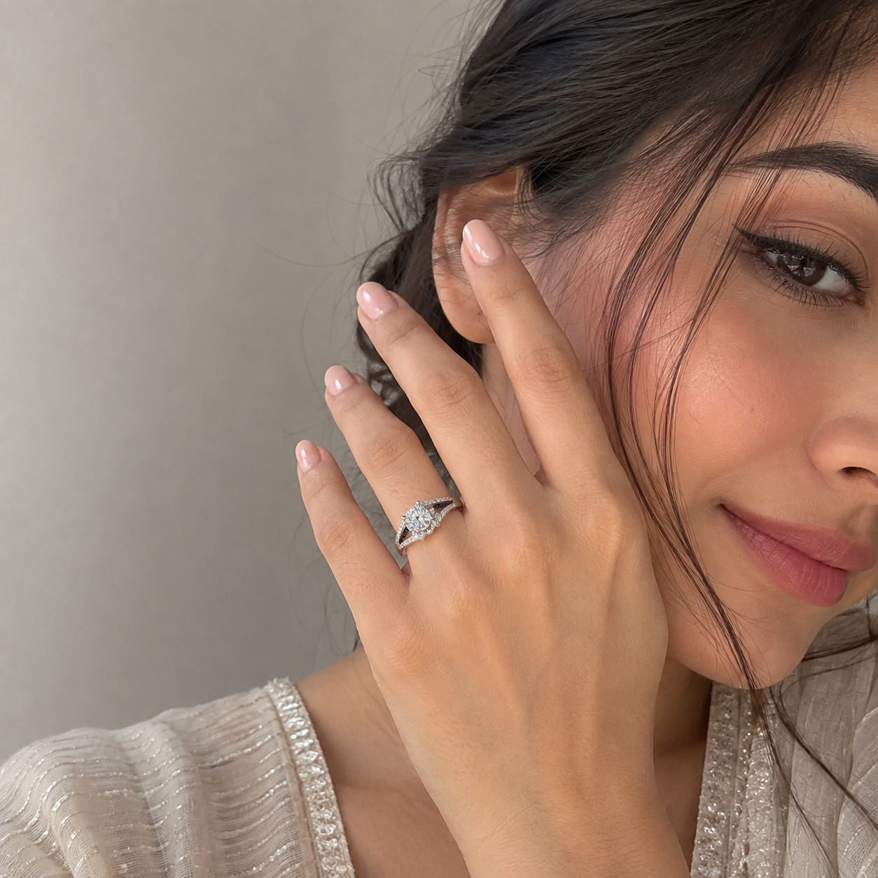 Silver Round Solitaire Black Accent Ring