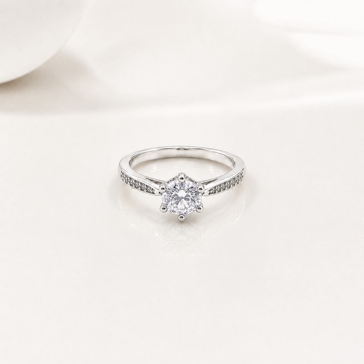 Silver Round Solitaire CZ Ring