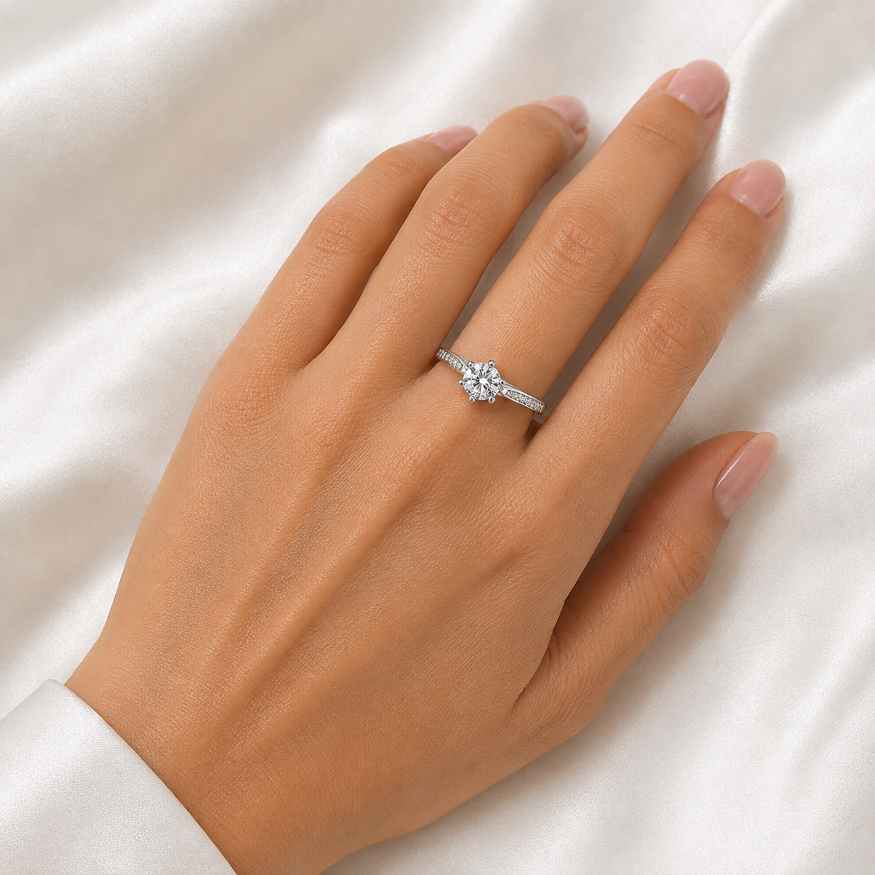 Silver Round Solitaire CZ Ring