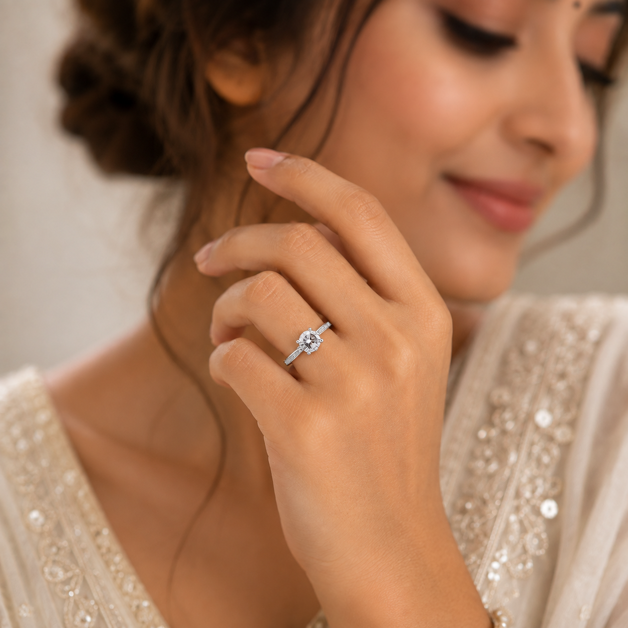 Silver Round Solitaire CZ Ring