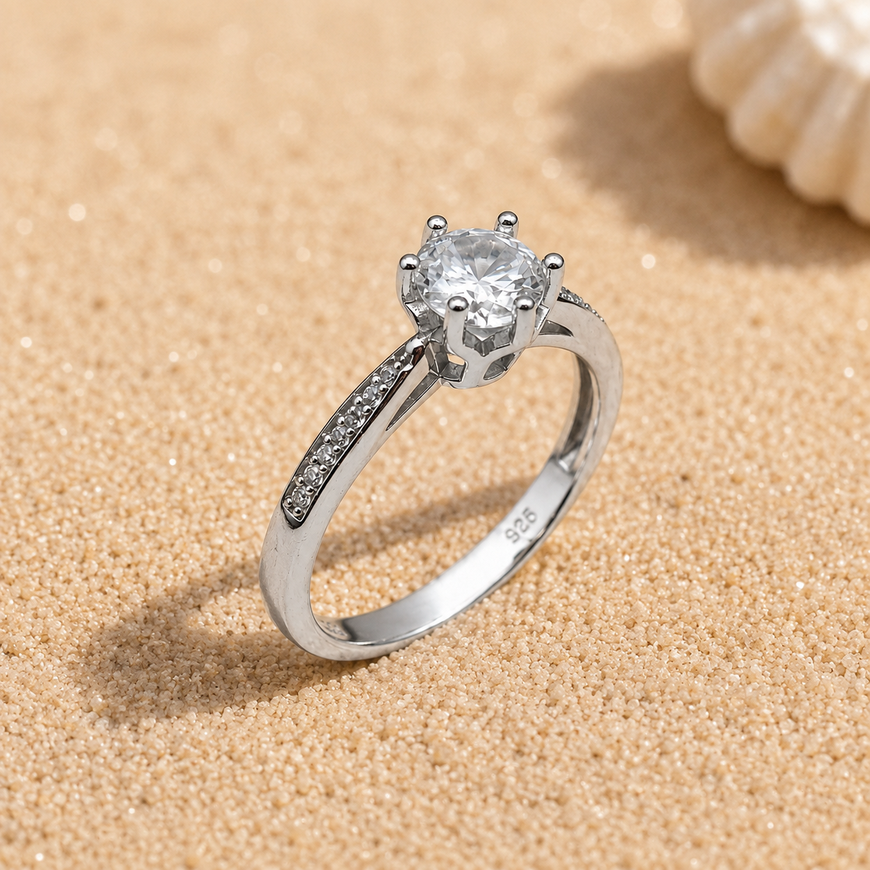 Silver Round Solitaire CZ Ring