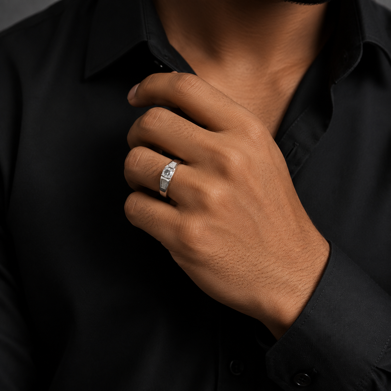 925 sterling silver round solitaire ring for men