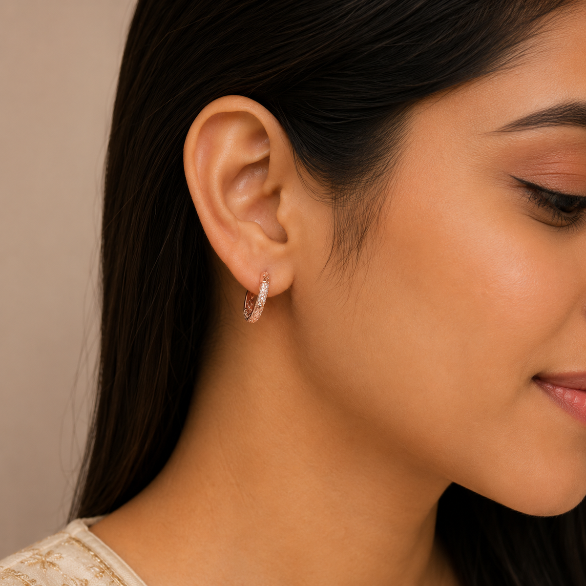 Silver Slim CZ Huggie Hoop Earrings