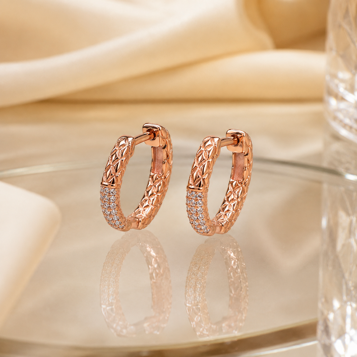 Silver Slim CZ Huggie Hoop Earrings