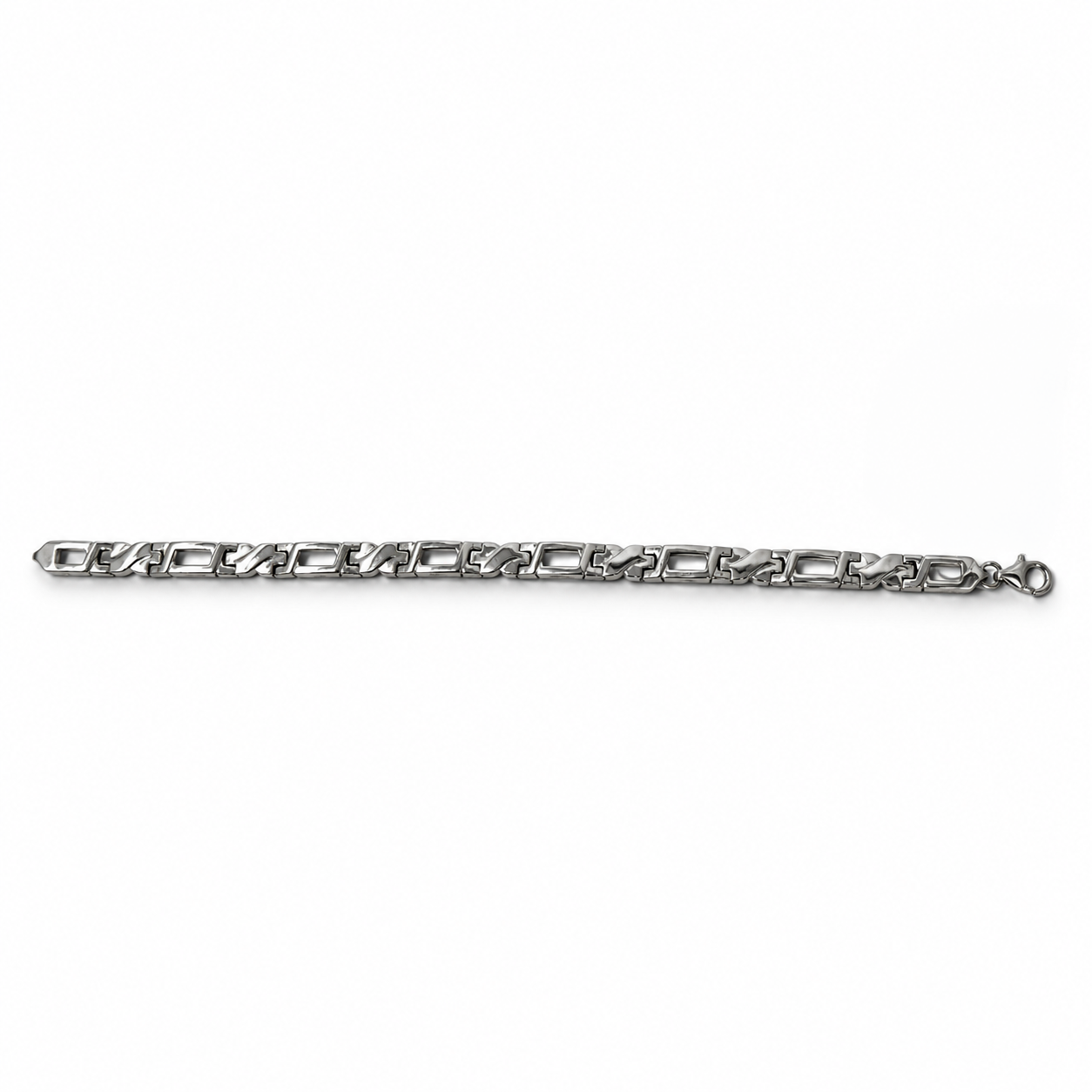 Silver Slim Flat Link Mens Bracelet