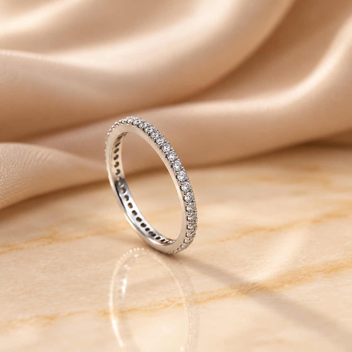 Silver Slim Pave Eternity Ring
