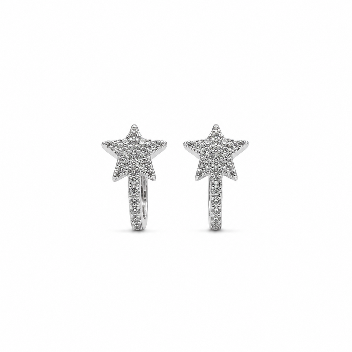 Silver Star Charm Huggie Earrings