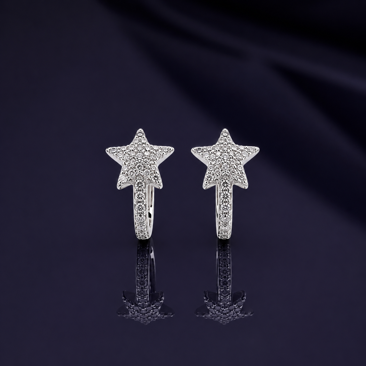 Silver Star Charm Huggie Earrings