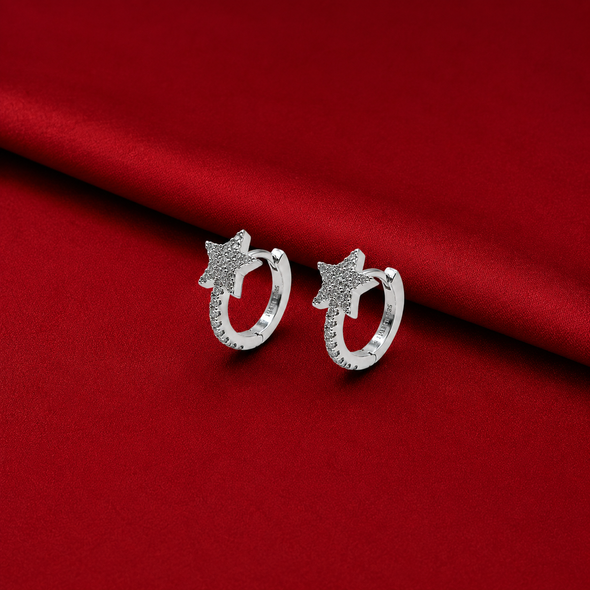 Silver Star Charm Huggie Earrings