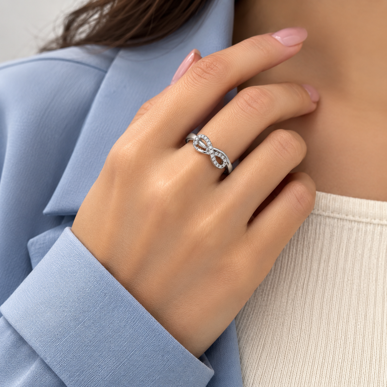 Silver Swirl Crossover Infinity Ring