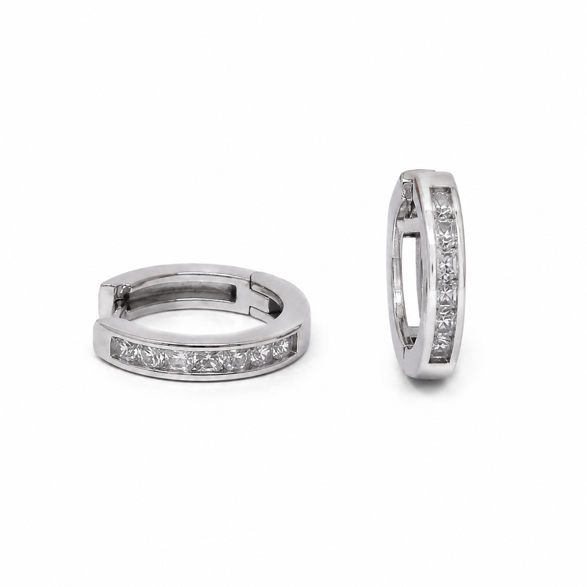 Silver Textured Huggie Hoop Earrings