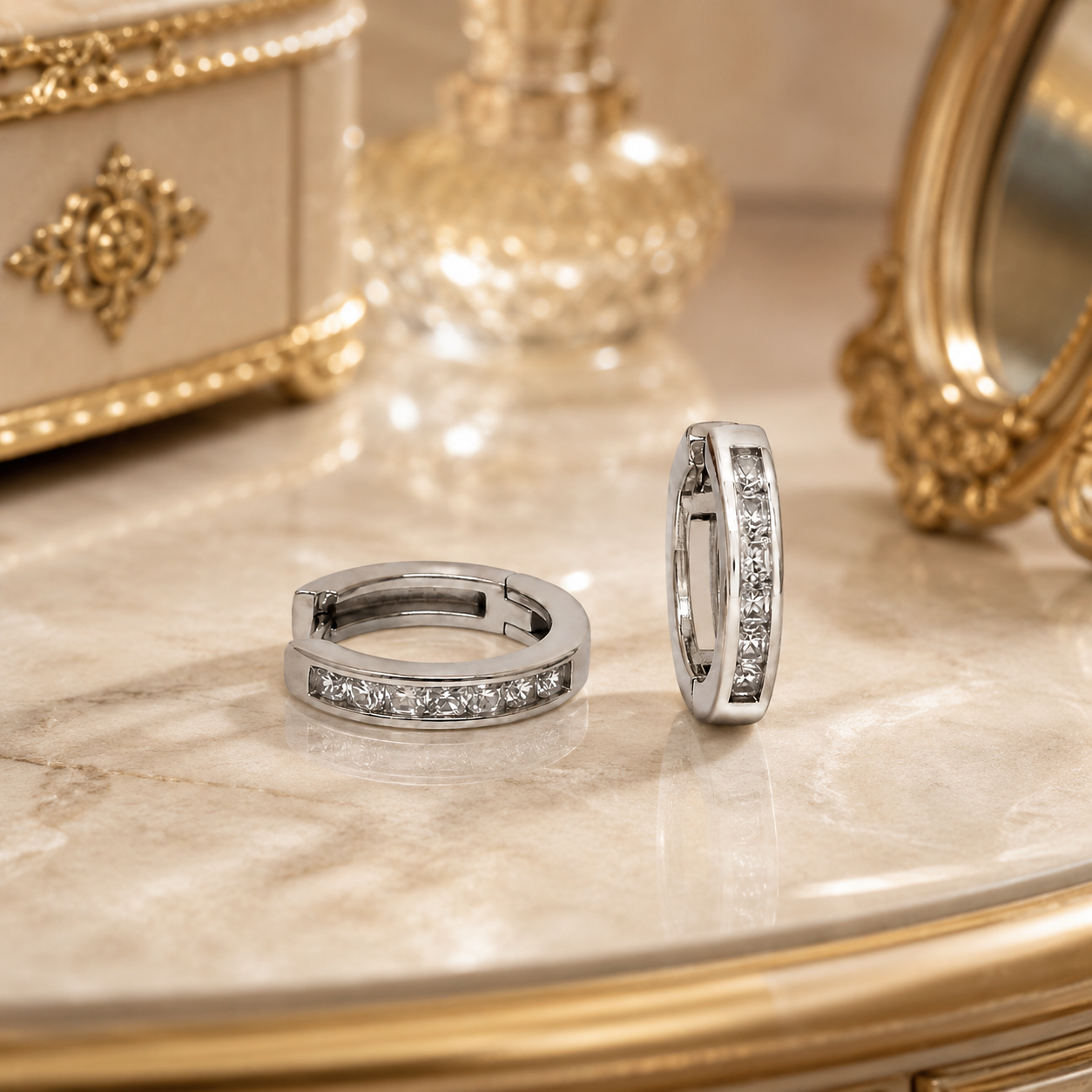 Silver Textured Huggie Hoop Earrings
