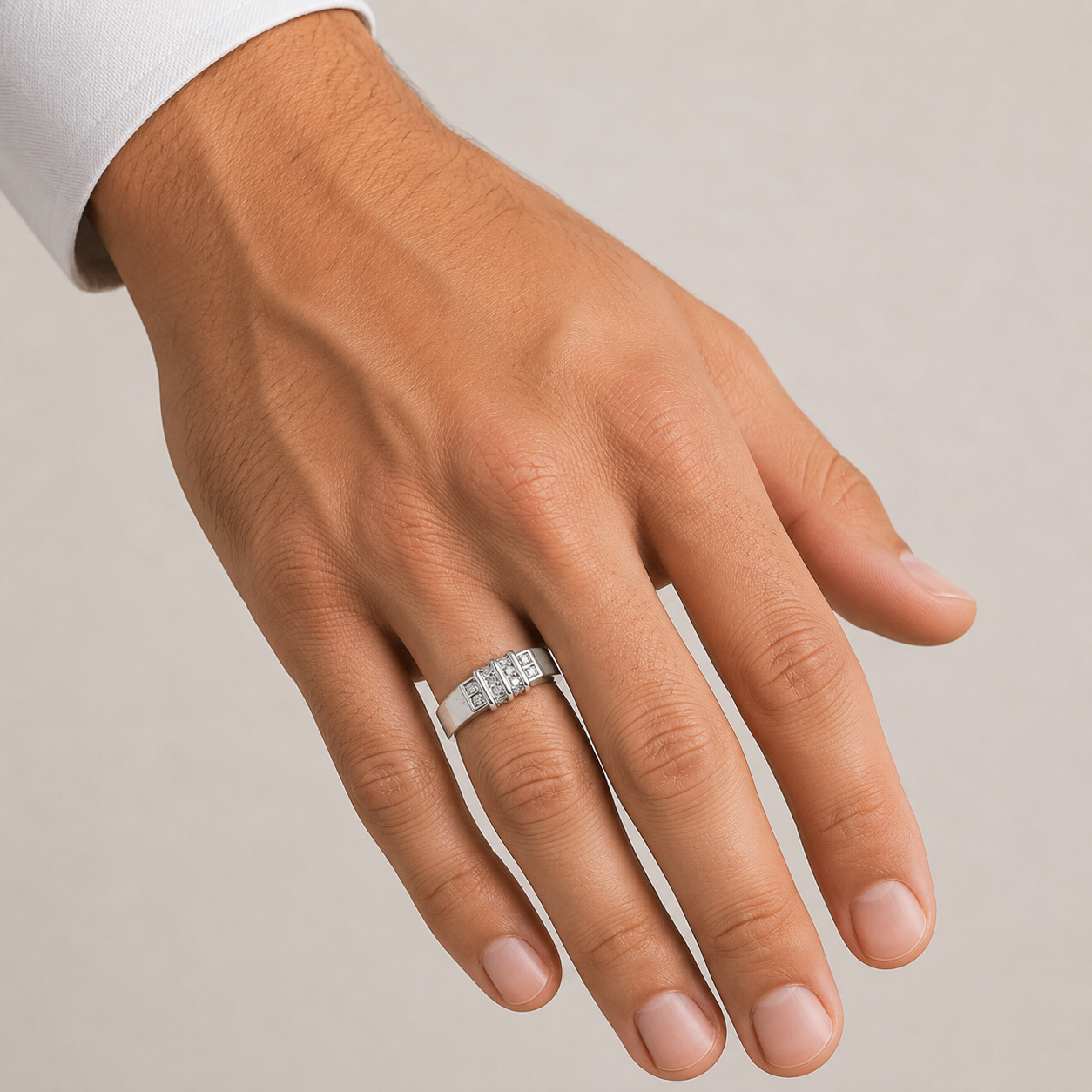 925 sterling silver triple block ring for men