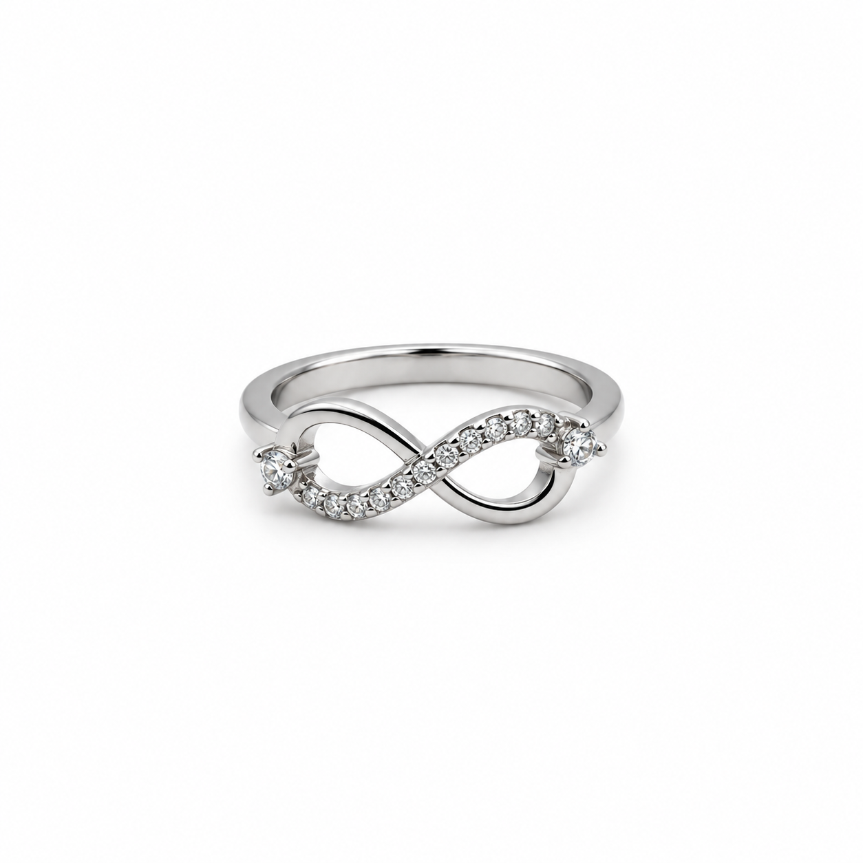 Silver Twin Accent Pave Infinity Ring