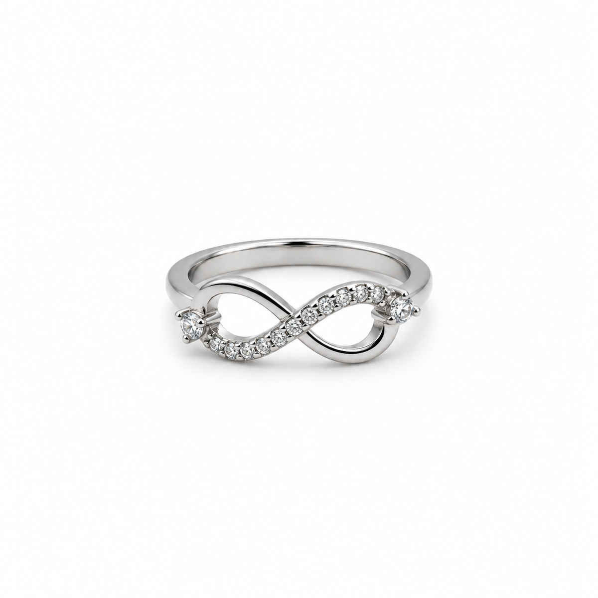 Silver Twin Accent Pave Infinity Ring