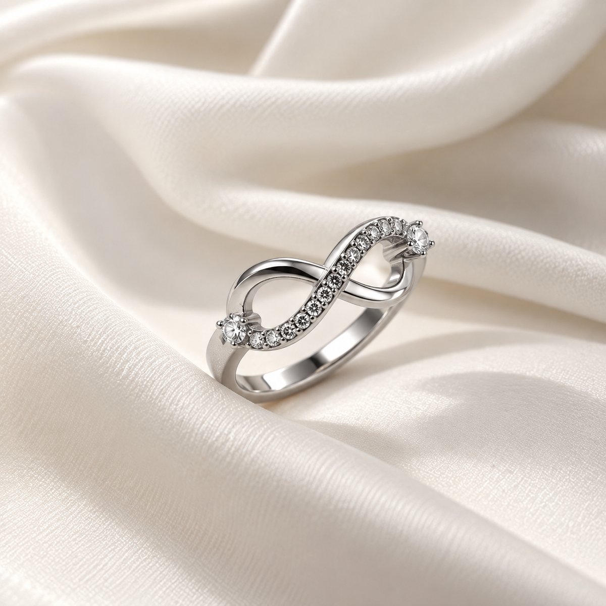 Silver Twin Accent Pave Infinity Ring
