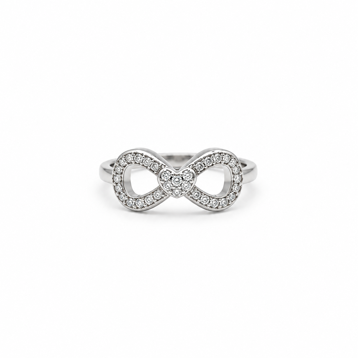 Silver Twin Loop Pave Infinity Ring