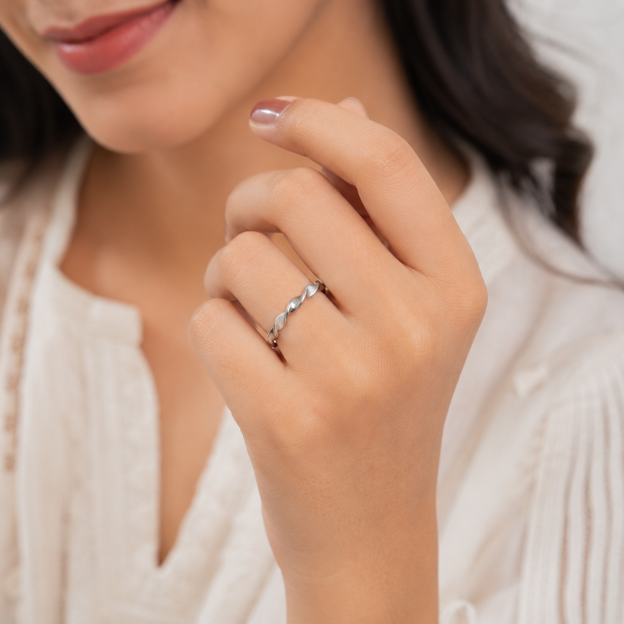 Silver Twisted Open Band Ring